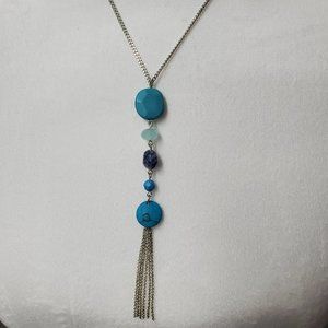 Silver plated necklace with stone pendants